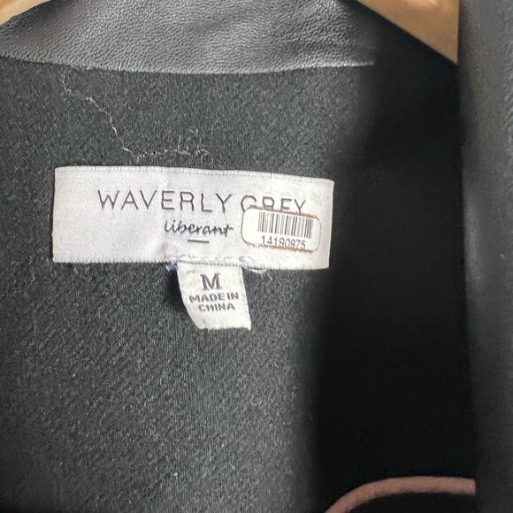 Waverly Grey Hudson Black Leather Trim Single Breasted Car Coat Size M - Picture 10 of 11